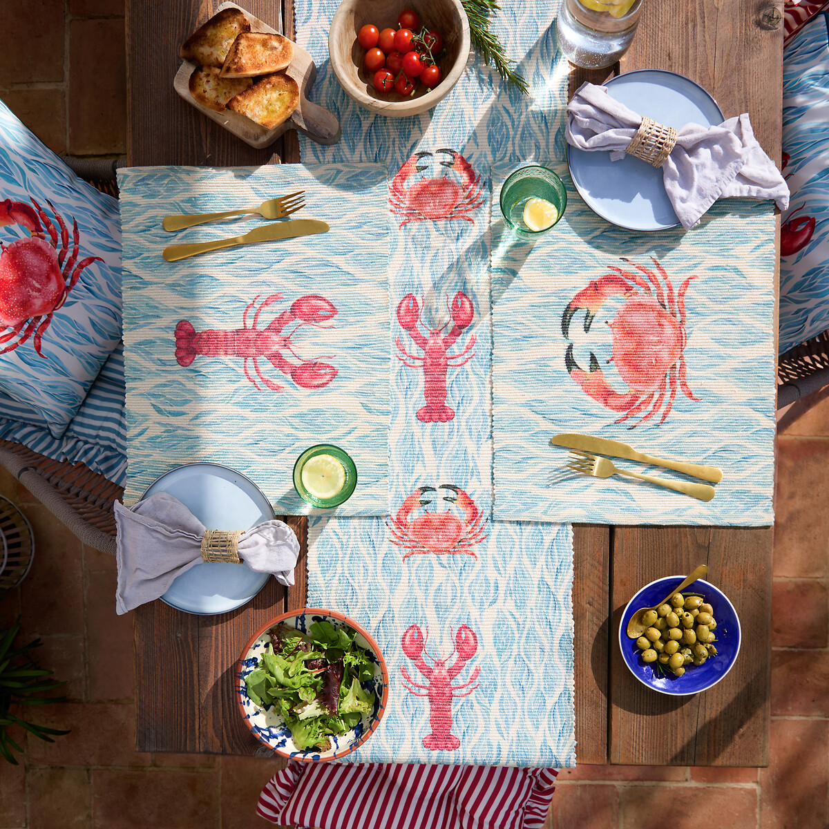 Abersoch Indoor/Outdoor Table Runner - 35x180cm aquamarine, WYLDER