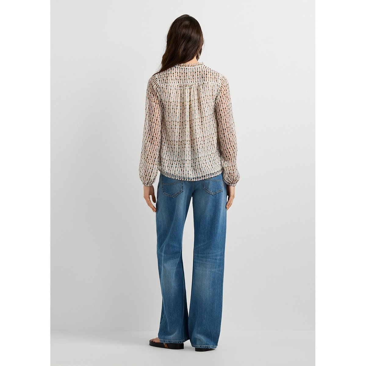 Blusa estampada con cuello alto y lazada estampado crudo, PEPE JEANS