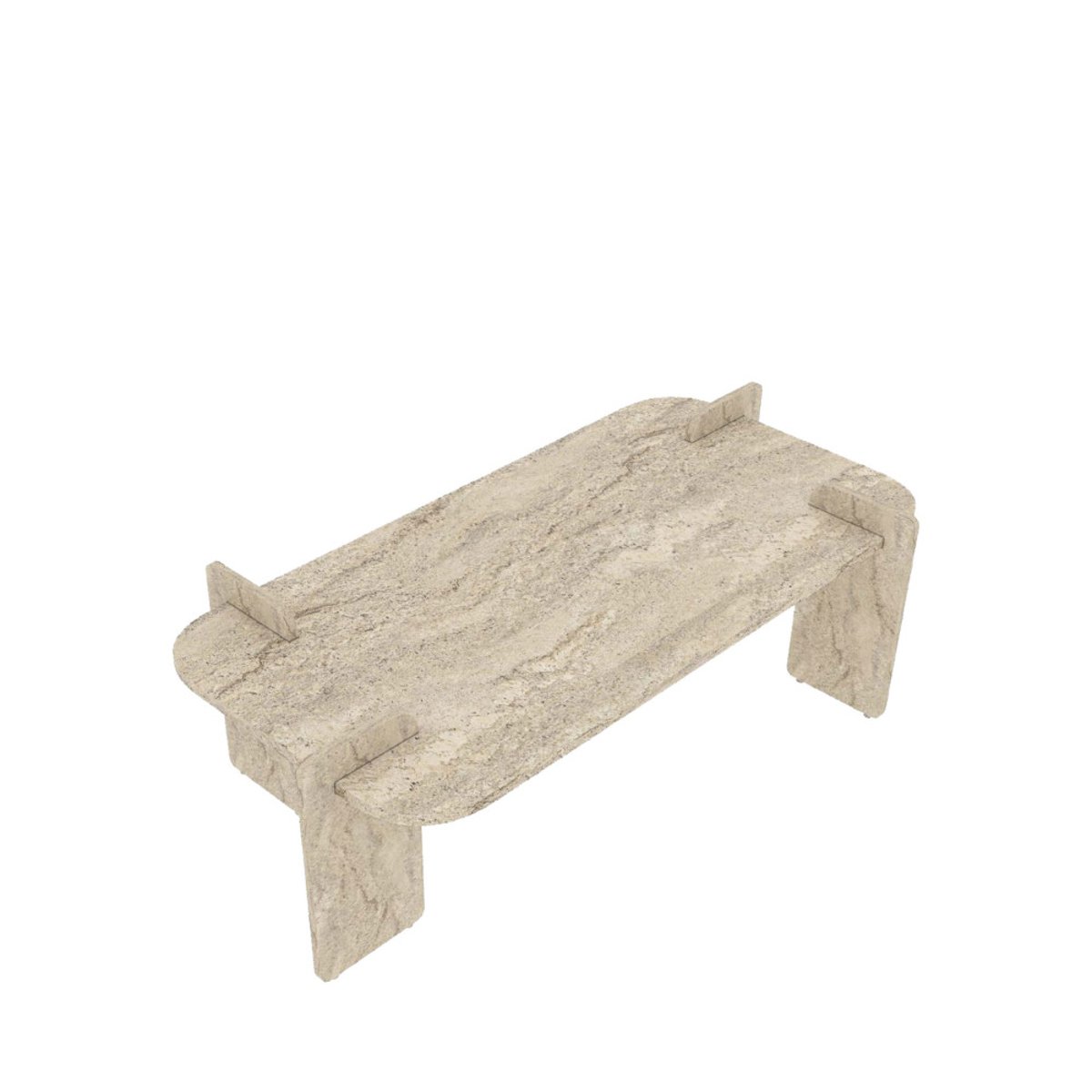 Table basse effet travertin 120x60cm- SOLENI beige, DRAWER