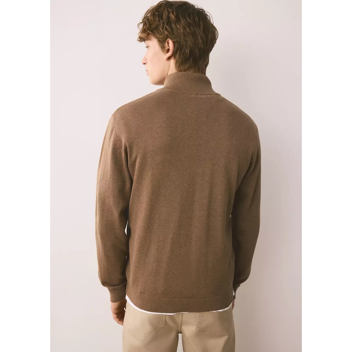 Pull col montant zip tabac, MANGO TEEN