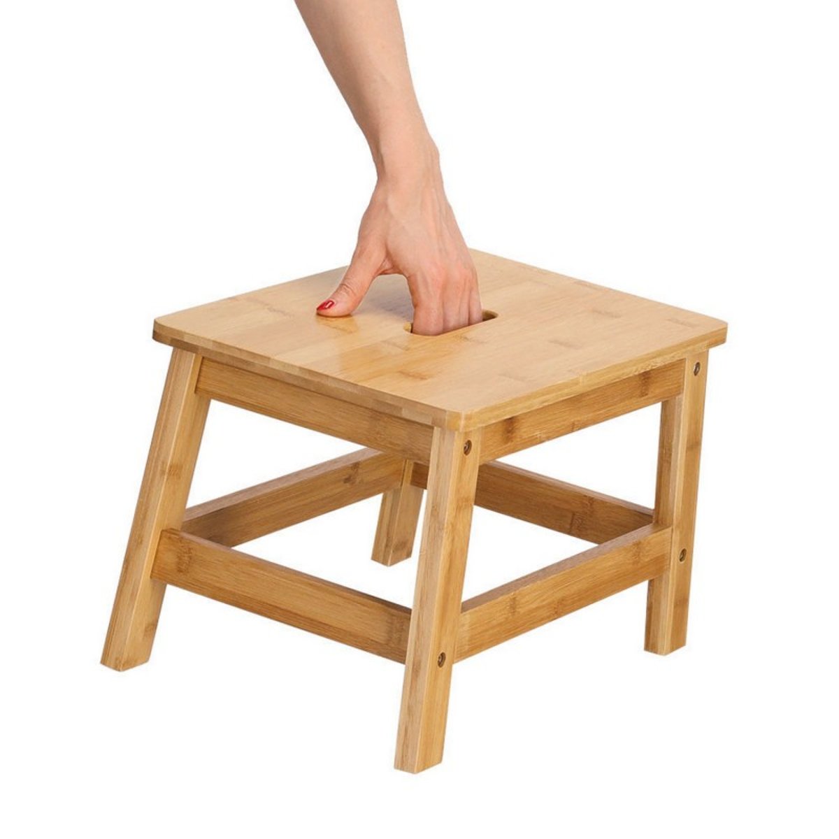 Petit tabouret marche pied bois bambou bois clair, ZELLER PRESENT