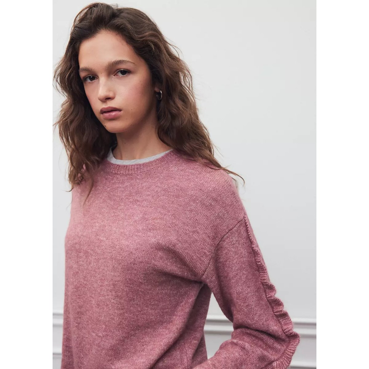 Pull-over détail à volants rose, MANGO TEEN