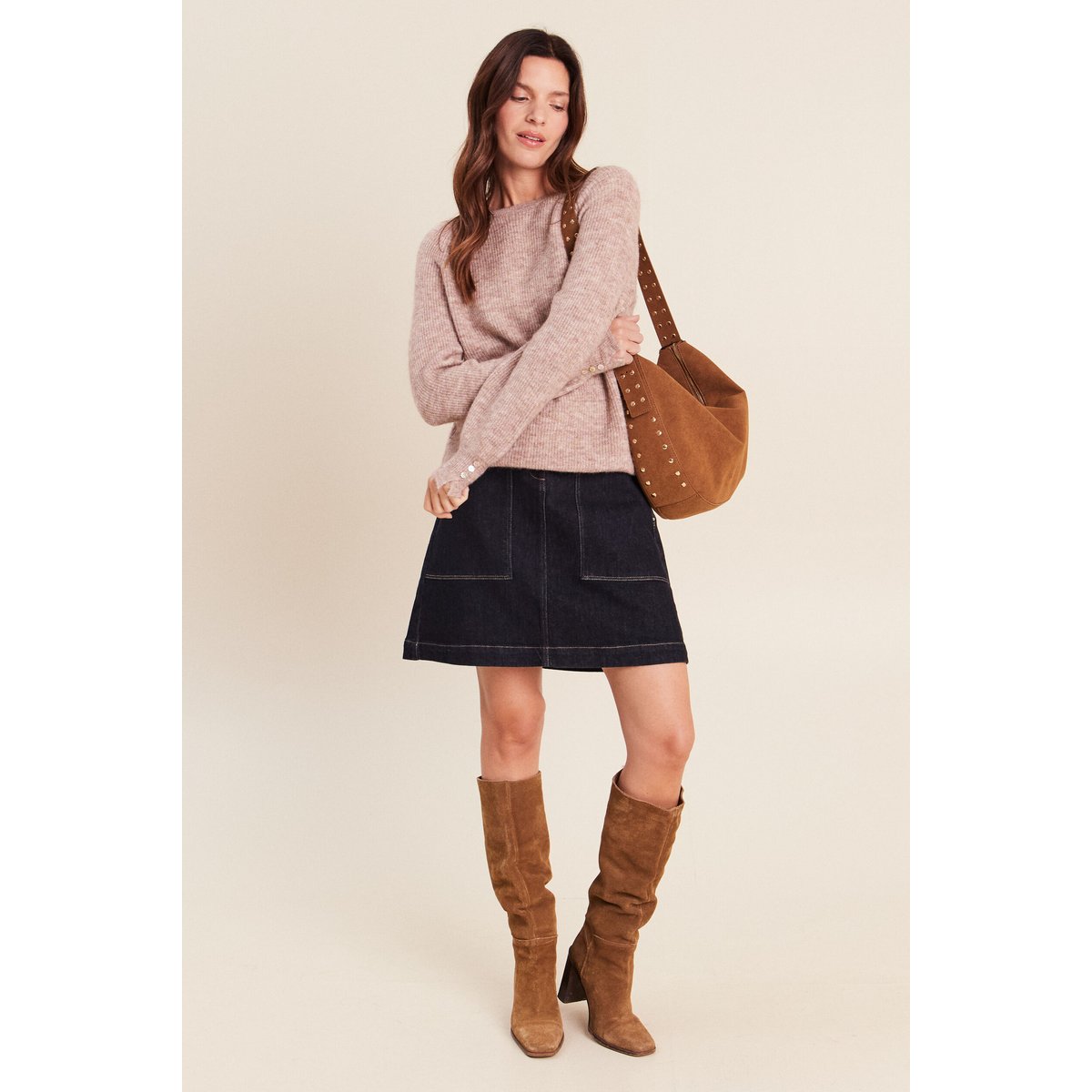 Pull col rond beige, BREAL