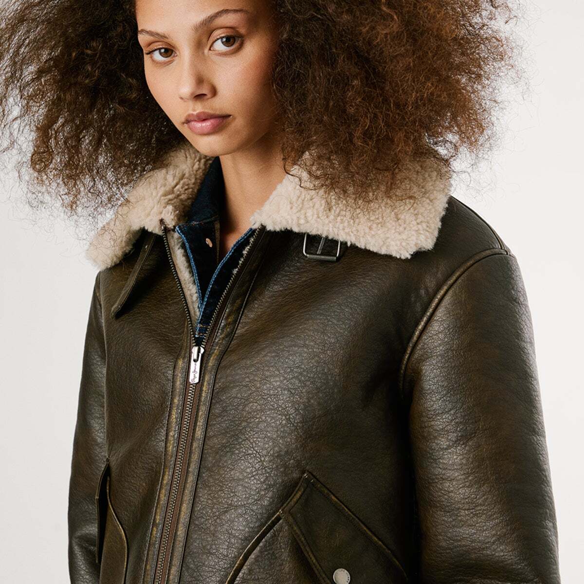 Veste De Motard Effet Cuir gris, PEPE JEANS