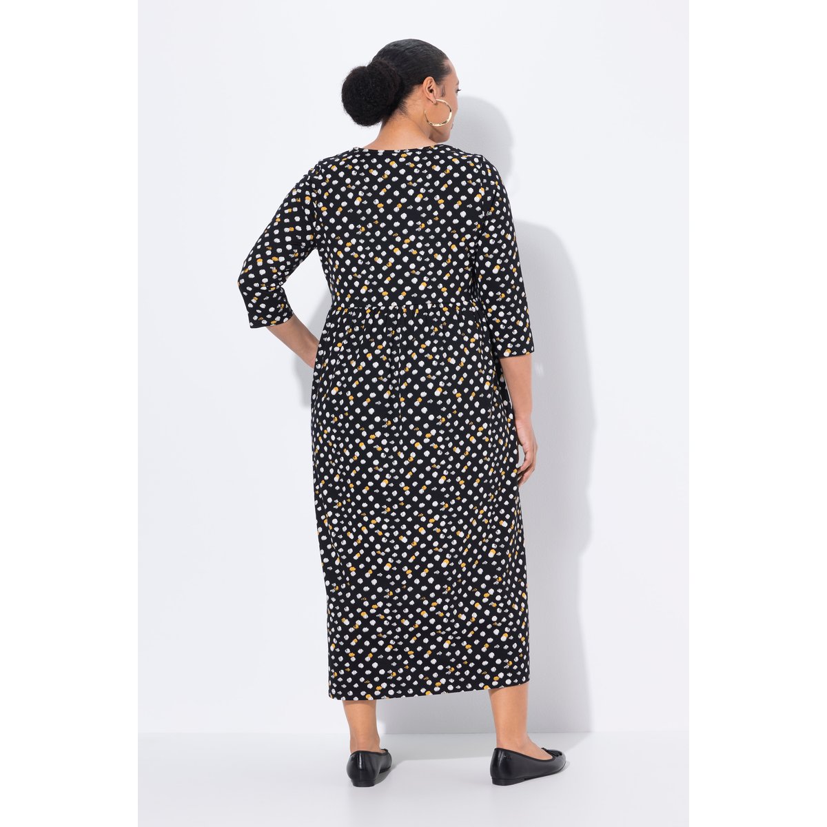 Robe maxi motif à pois noir, ULLA POPKEN