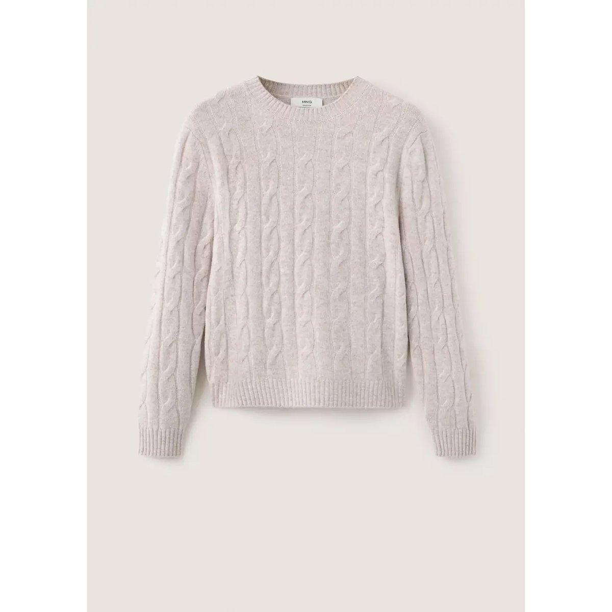 Pull-over laine maille tressée beige, MANGO MAN
