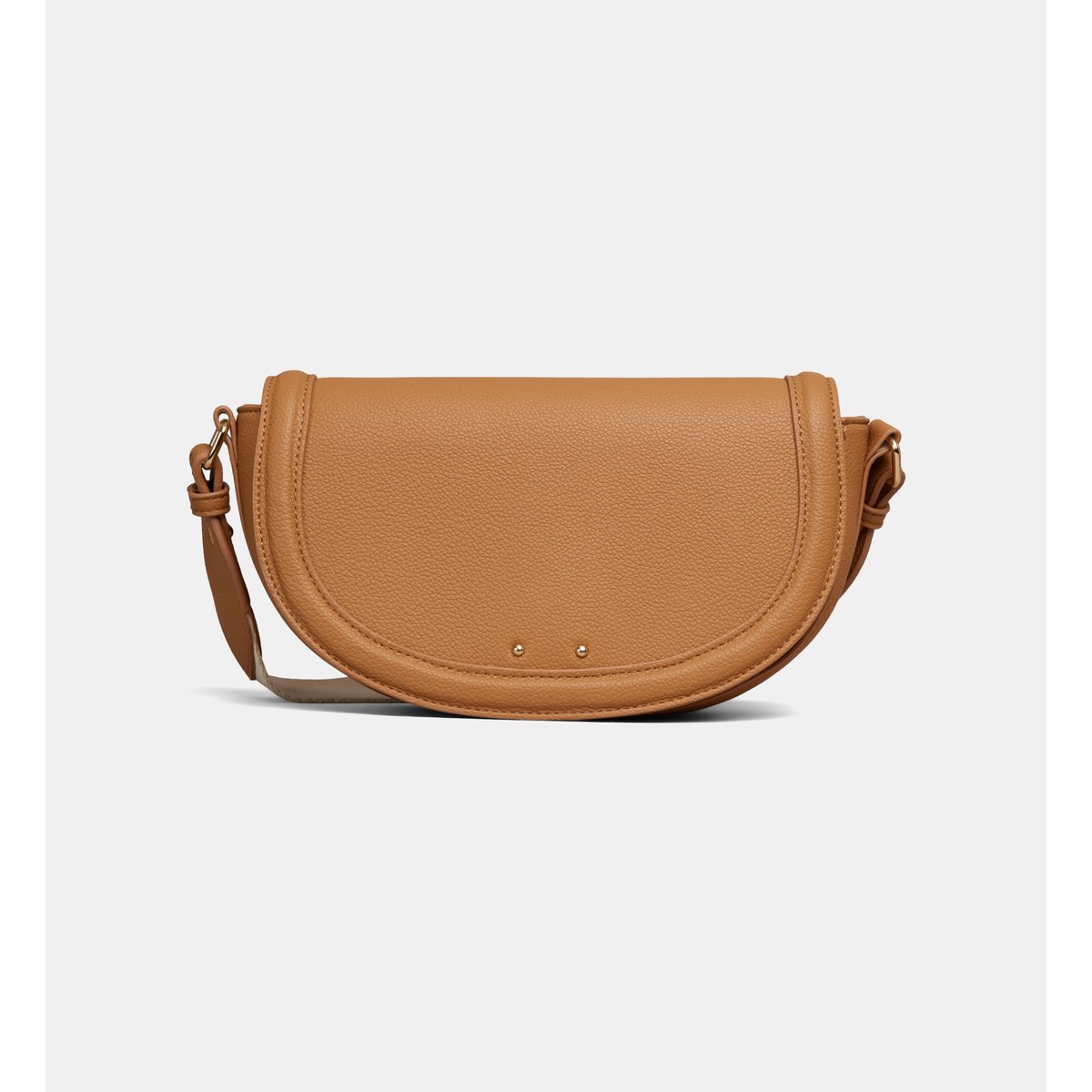 Sac à main demi lune solea effet grainé recyclé ou effet paille camel, GALERIES LAFAYETTE