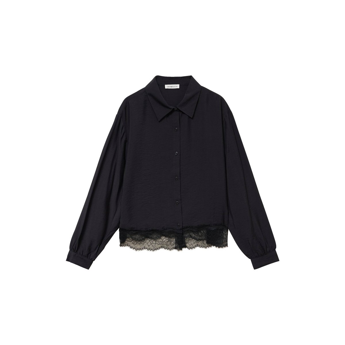 Chemise droite manches longues dentelle noir, CACHE CACHE