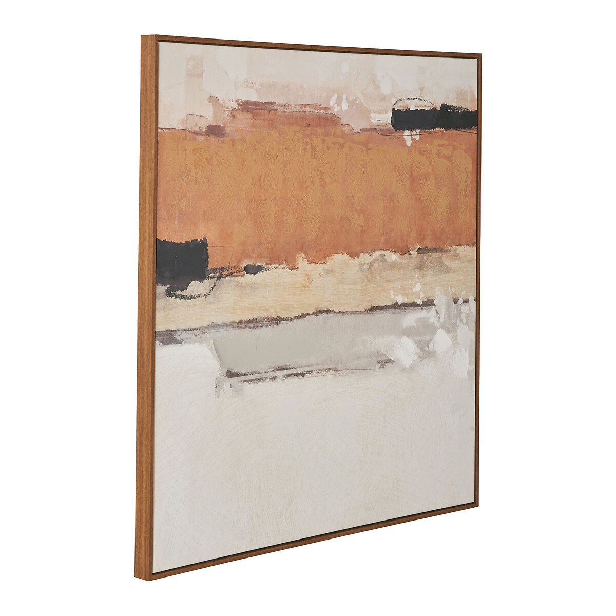 100x100cm White and Terracotta Abstract Square Canvas with Oak Effect Frame terracotta, SO'HOME