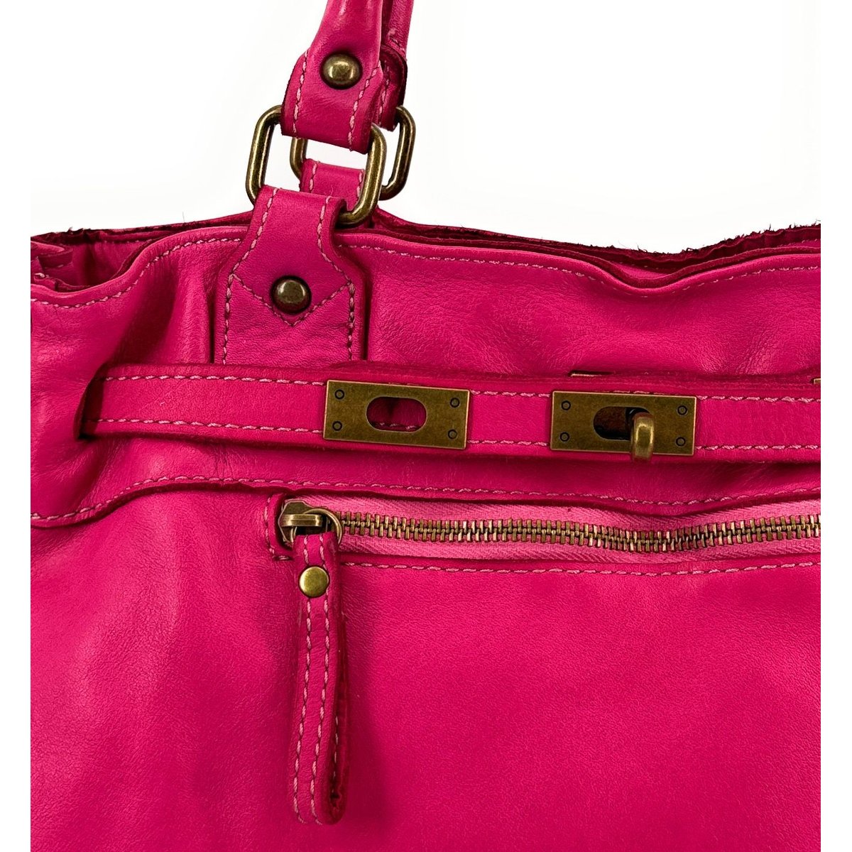 Sac à main haut de gamme cuir italien MISS JEANNE fushia, OH MY BAG