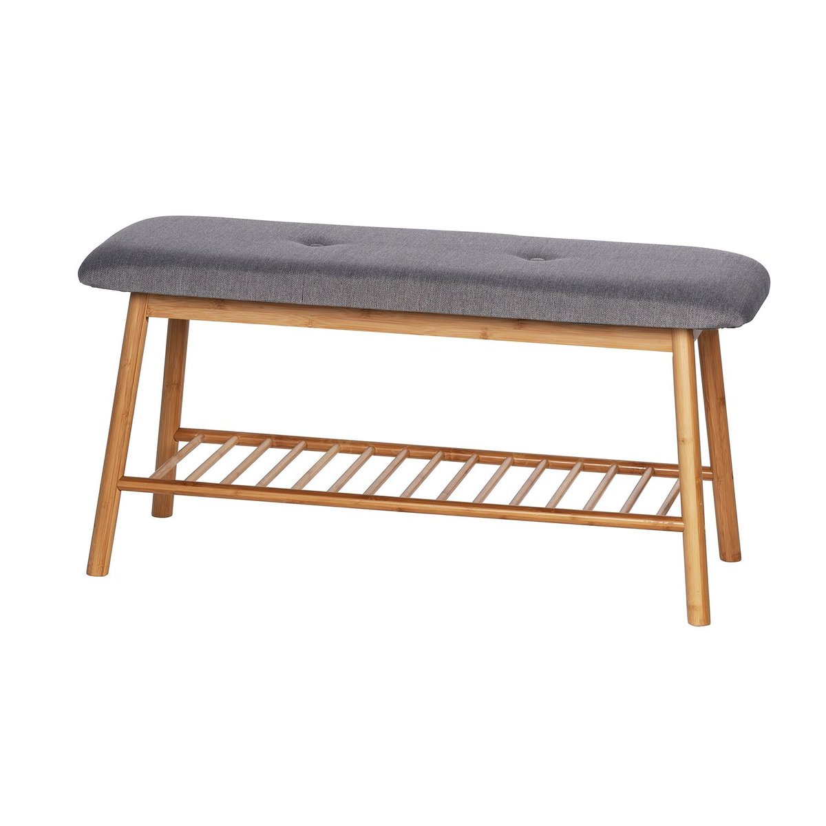 Banc d'entrée avec porte chaussures en bambou BAHARI gris, WENKO