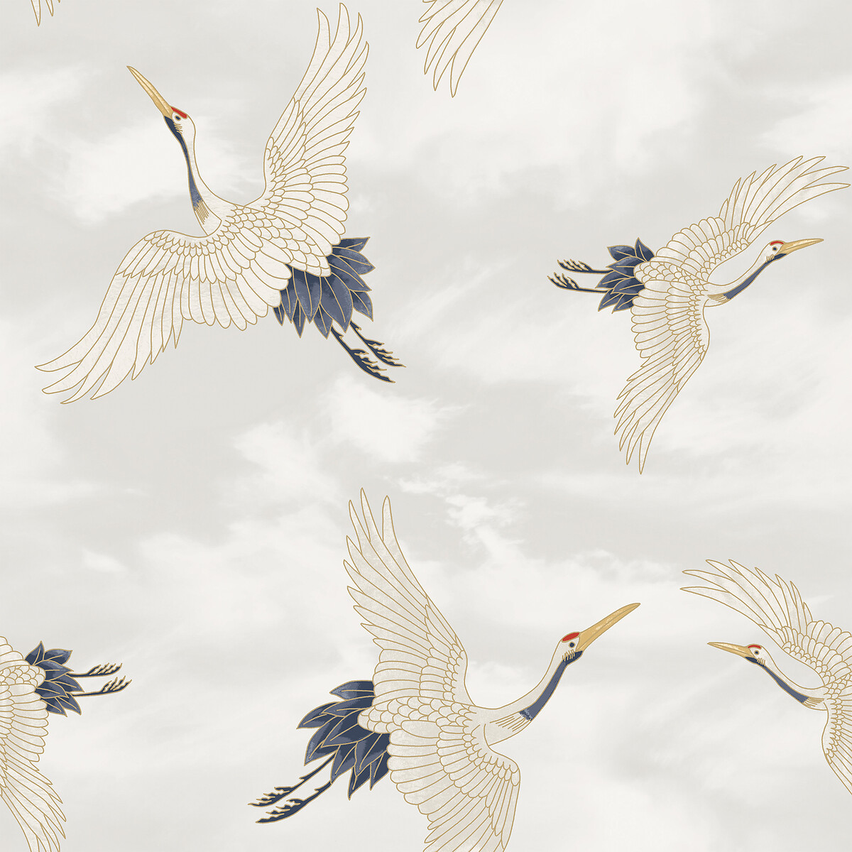 Cranes White Wallpaper white, CATHERINE LANSFIELD