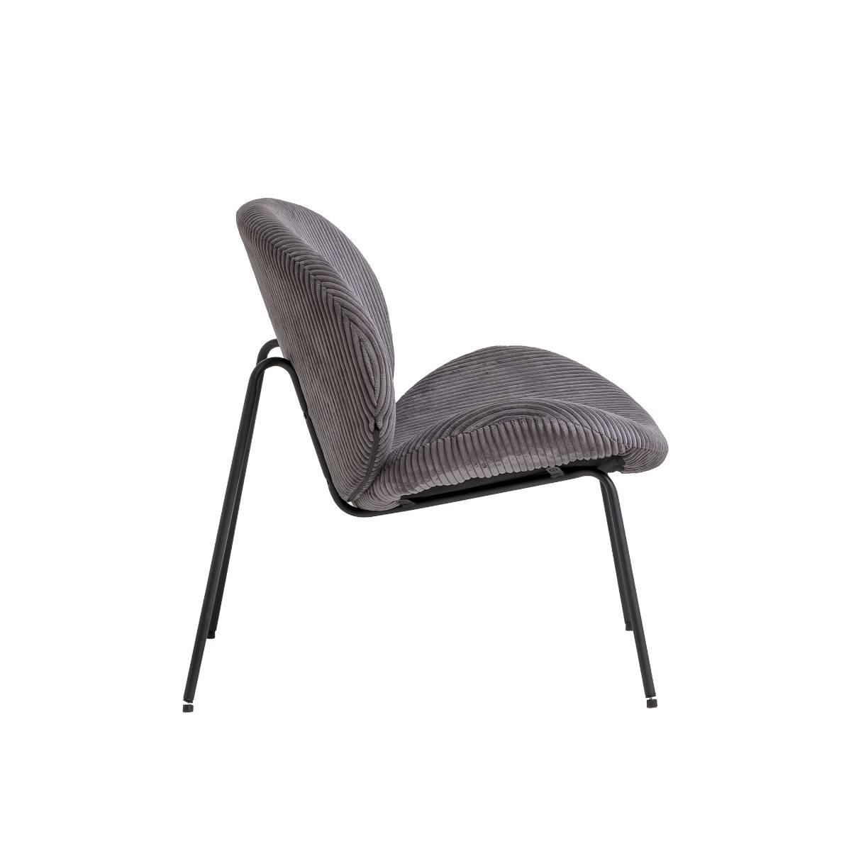 Fauteuil en velours côtelé et métal DORIAN gris, MADE IN MEUBLES