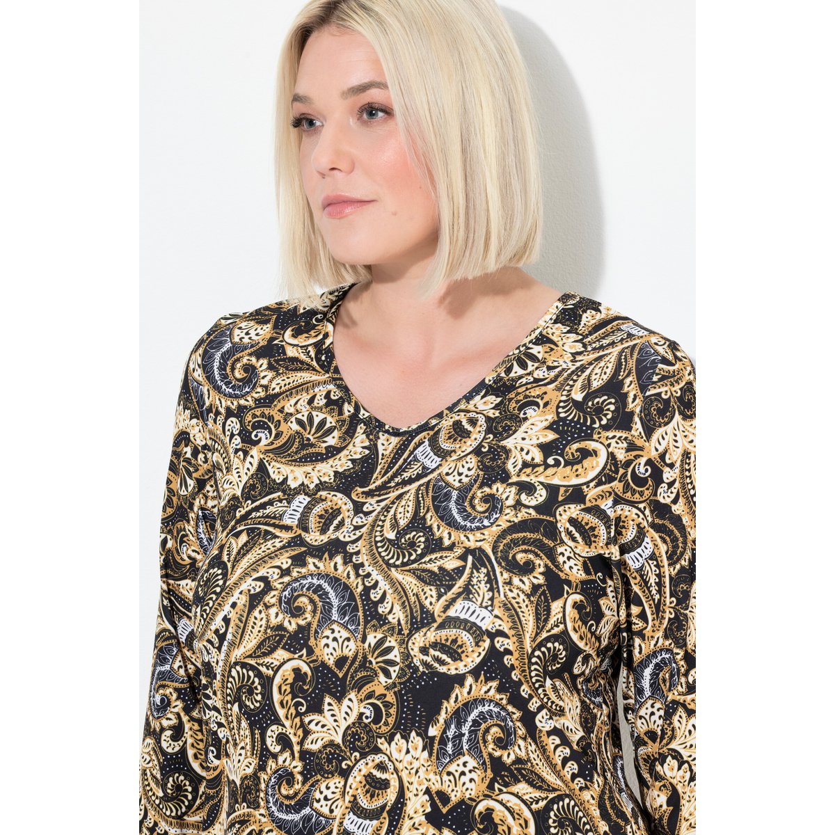 T-shirt long motif cachemire noir, ULLA POPKEN
