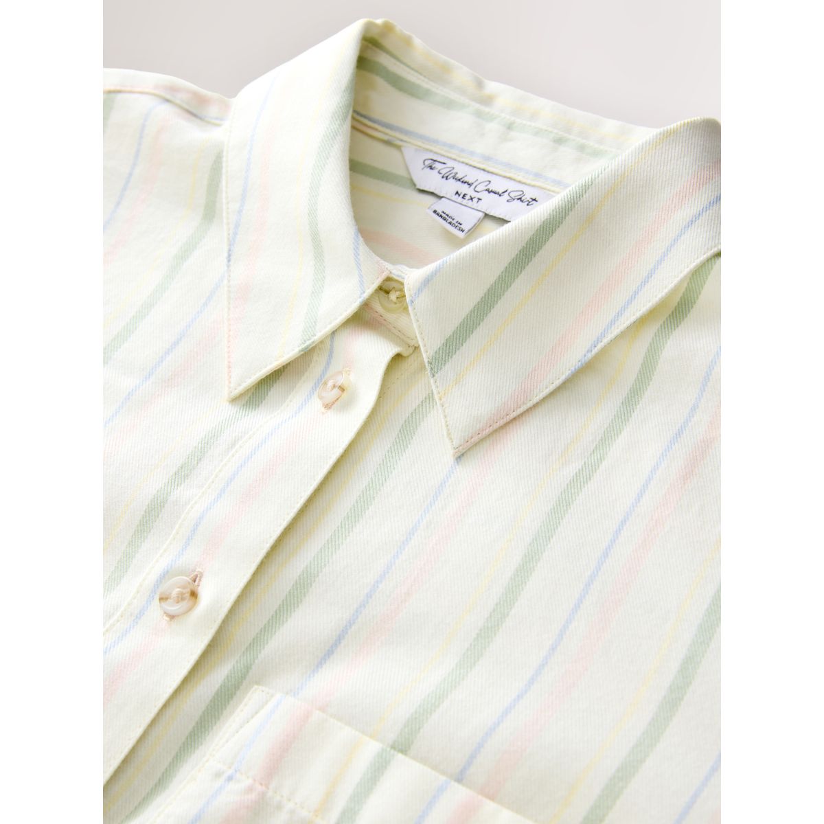Chemise boutonnée décontractée coton rayure pastel, NEXT