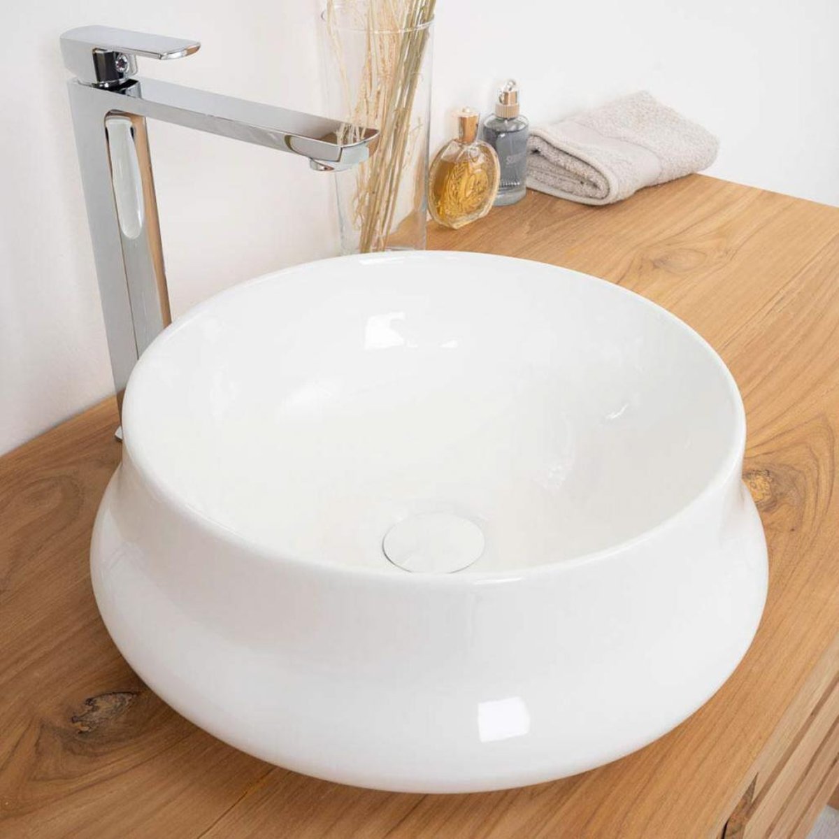 Vasque en céramique ronde 41 cm AXEL blanc, WANDA COLLECTION