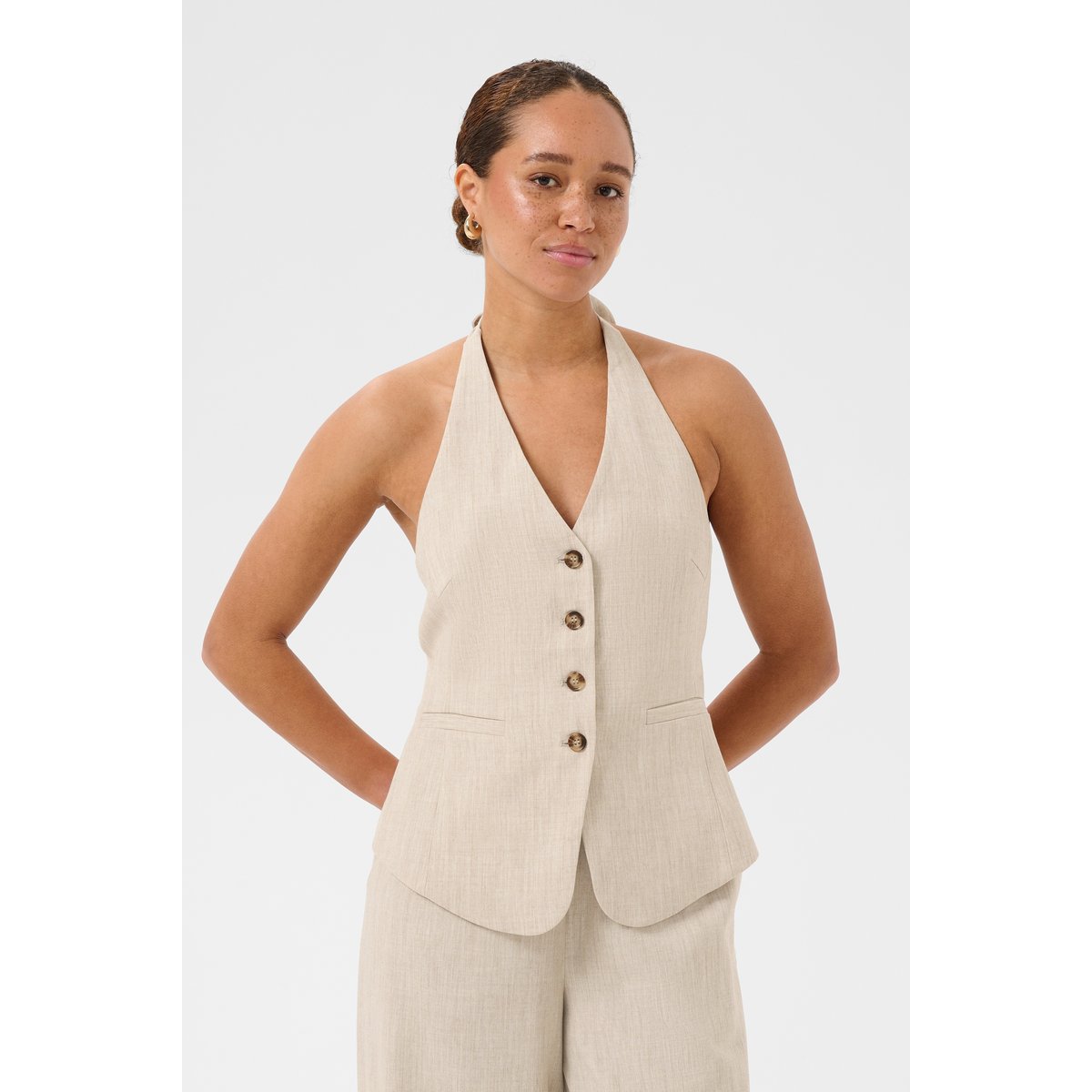 Chemise en jean beige feather grey melange, KAFFE