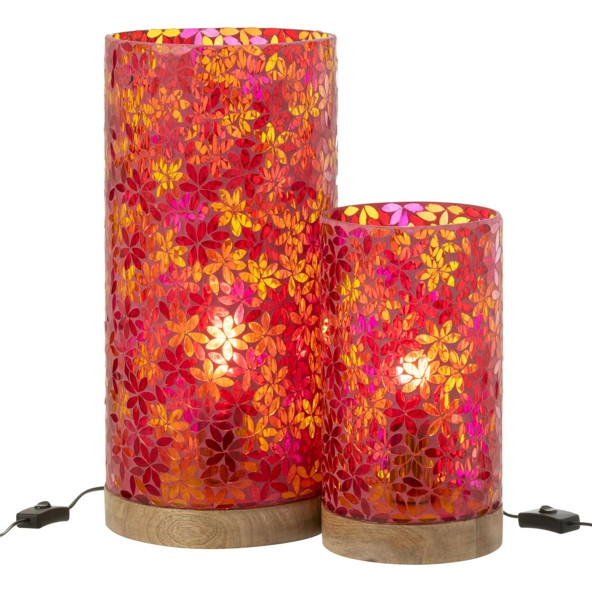 Lampe en verre mosaïque forme fleur rose mosaïque fleur multicolore, RECOLLECTION