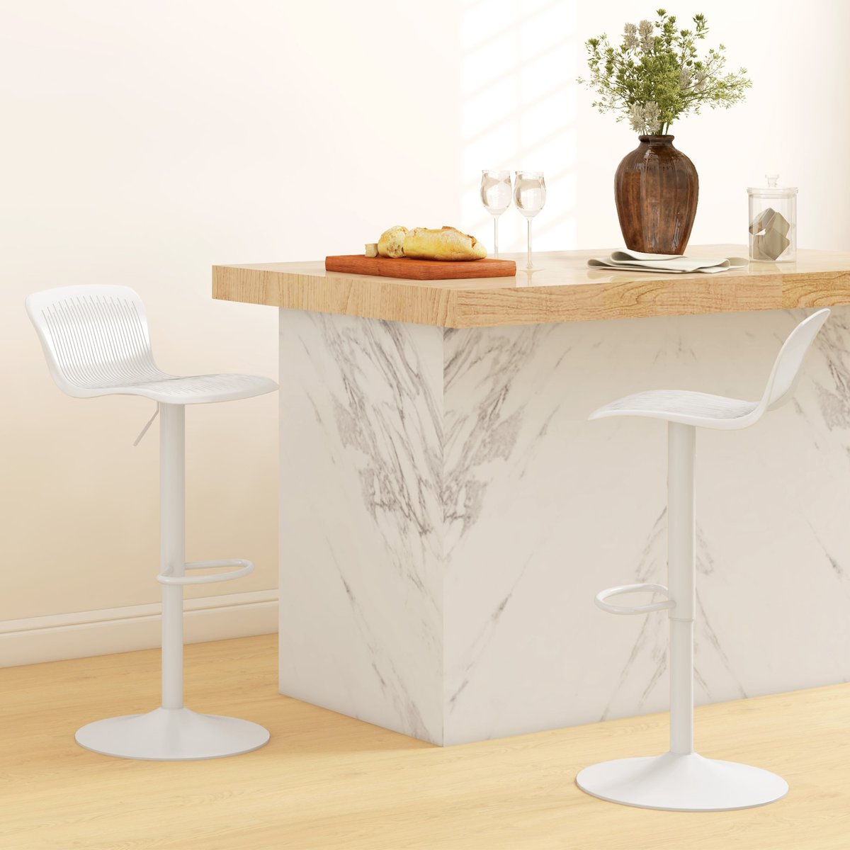 Tabouret de bar Polypropylène Blanc blanc, HOMCOM