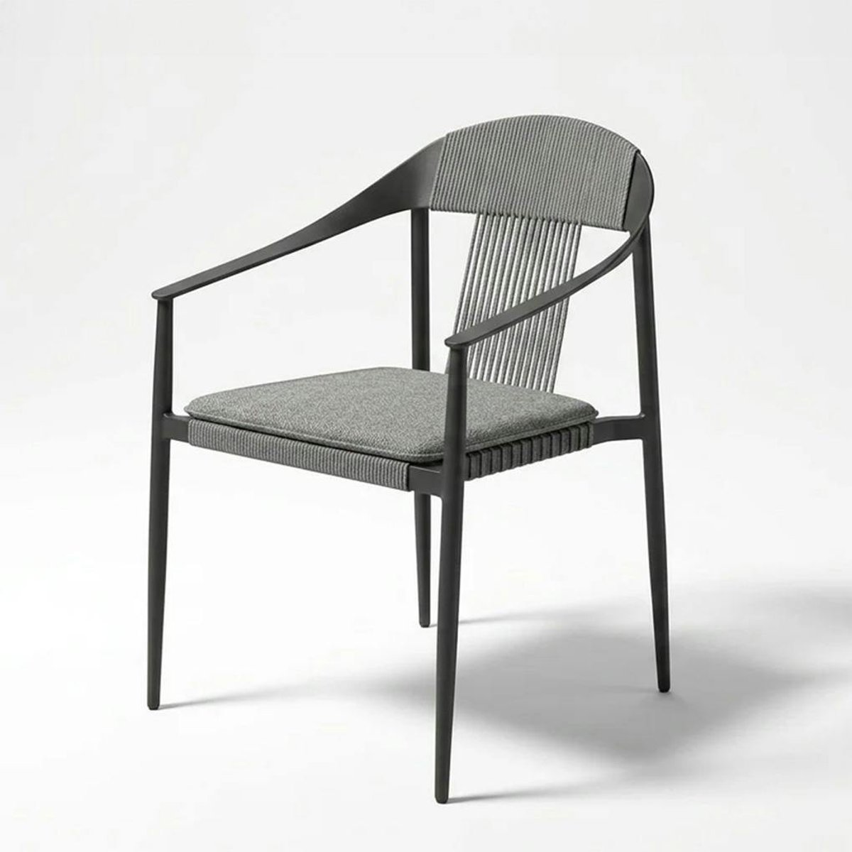 Ensemble repas de jardin 6 places, aluminium et céramique RIO gris, PIER IMPORT