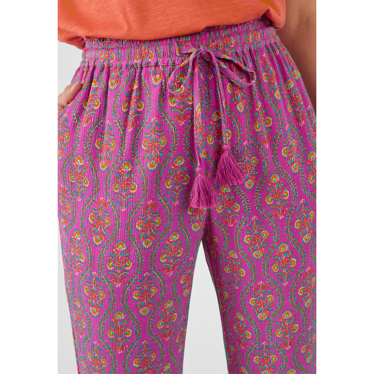Pantalon fibres pure viscose Lenzing(TM) violet mauve fleuri, DAMART