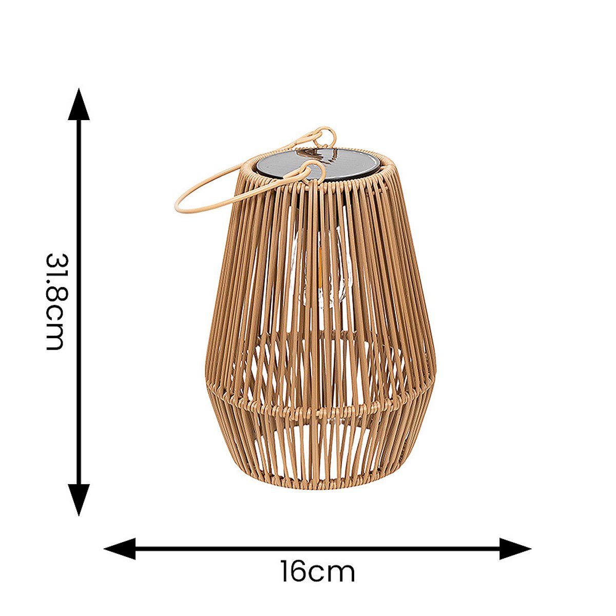 Set of 2 Solar Powered Outdoor Faux Bamboo Lanterns natural, SO'HOME