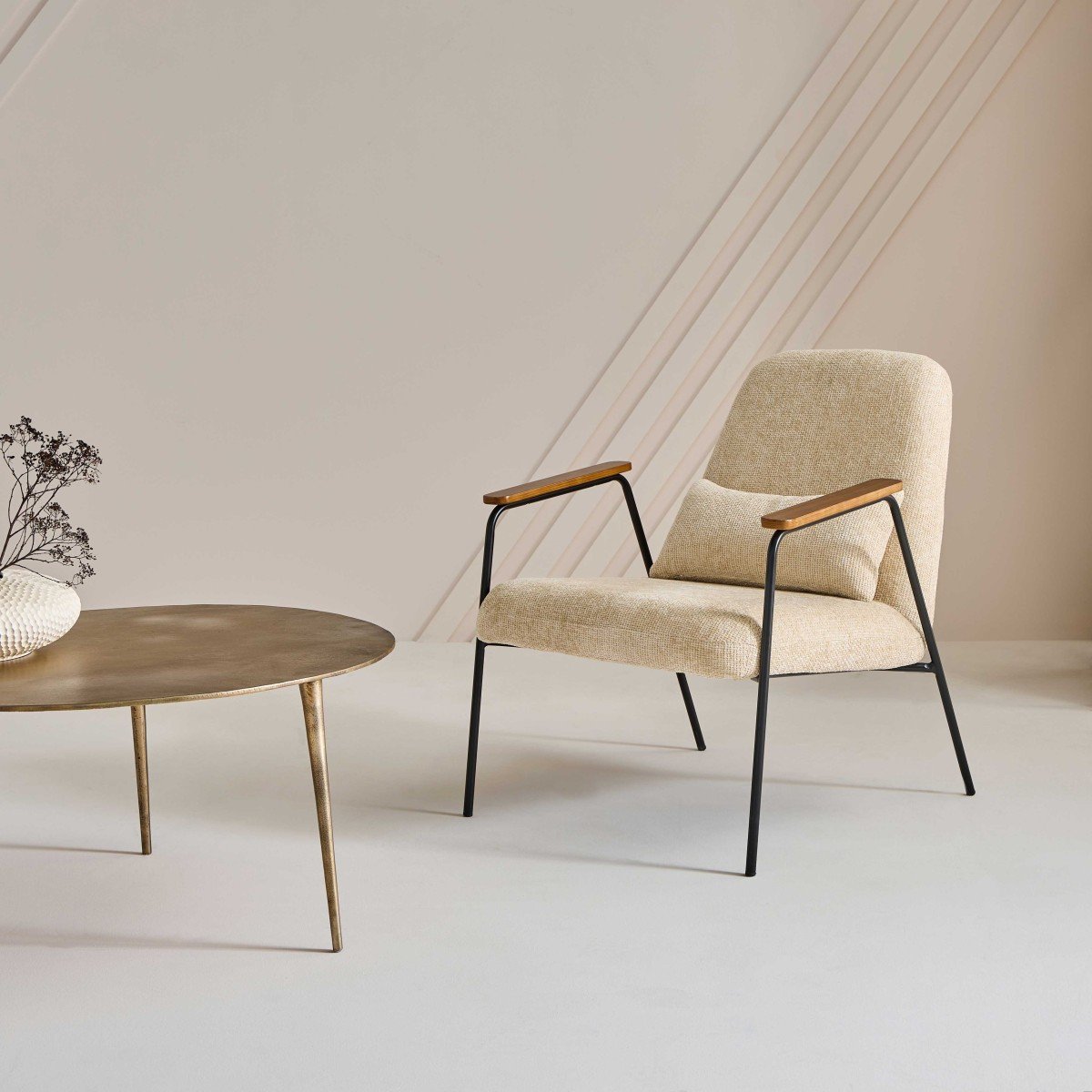 Fauteuil en tissu ALFRED marron, CALICOSY