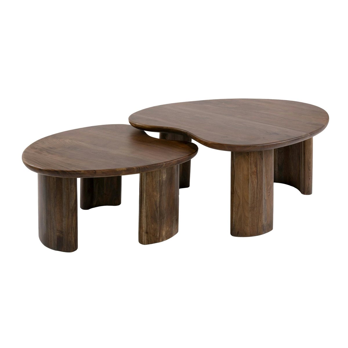 Table gigogne en acacia foncé design organique (x2) NAKO marron, PIER IMPORT