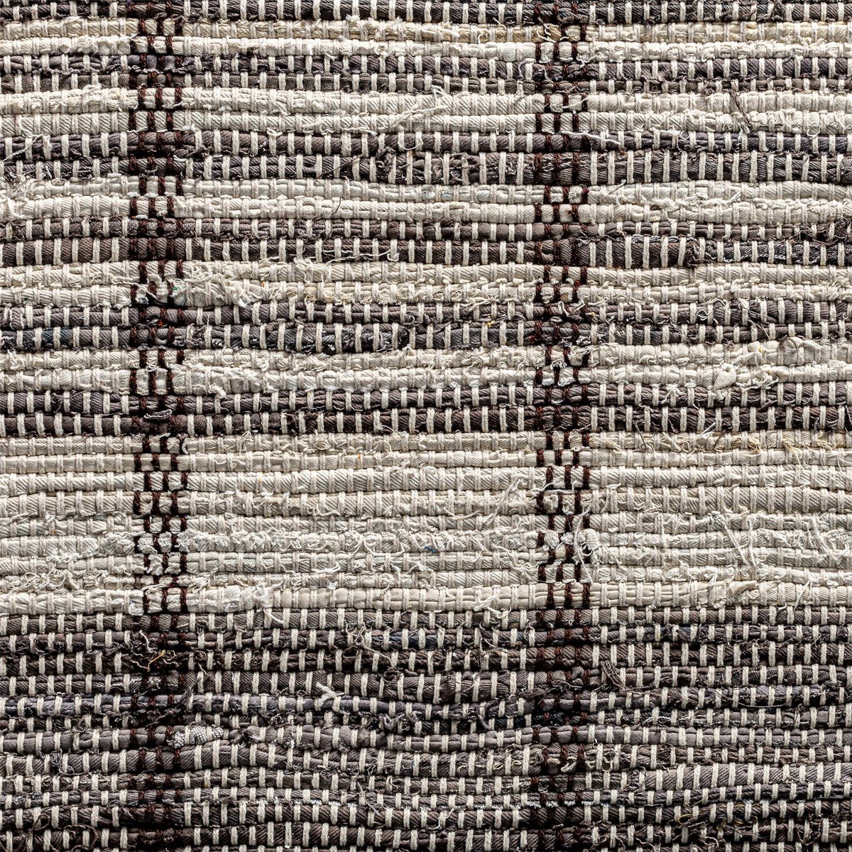 Tapis en coton à franges fait main beige et marron, RECOLLECTION