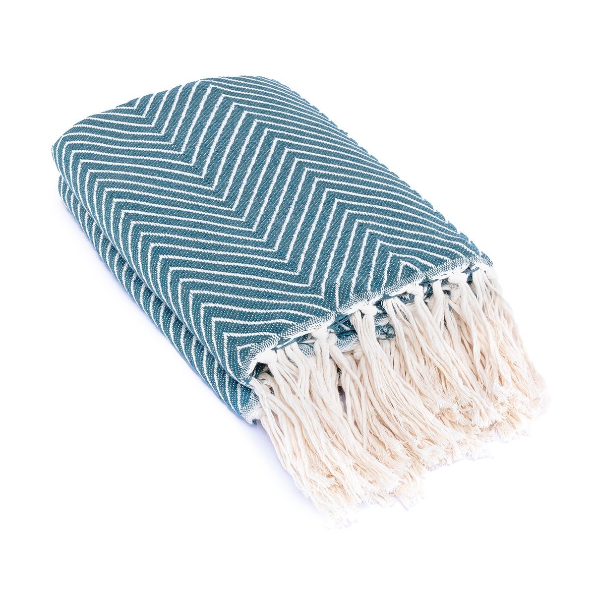 Plaid coton AMSTERDAM bleu pétrole, FEBRONIE
