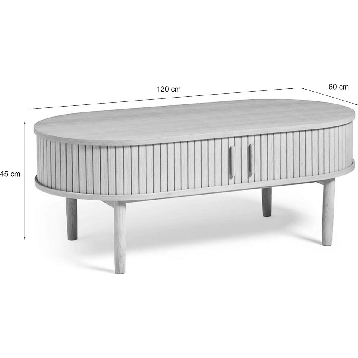Table basse ovale bois avec rangement META chêne foncé, RECOLLECTION
