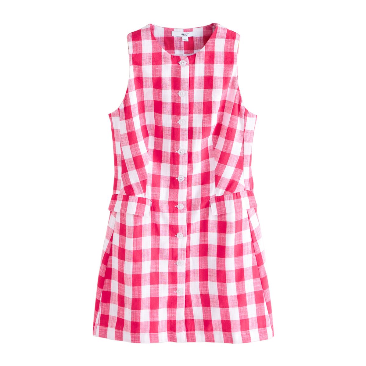 Robe courte avec gilet boutonné vichy rose framboise, NEXT