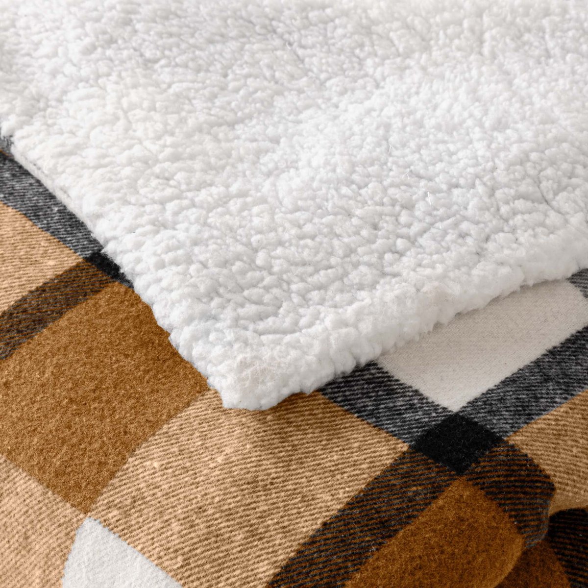 Plaid tartan sherpa chaud Écossais marron, DOUCEUR D'INTÉRIEUR