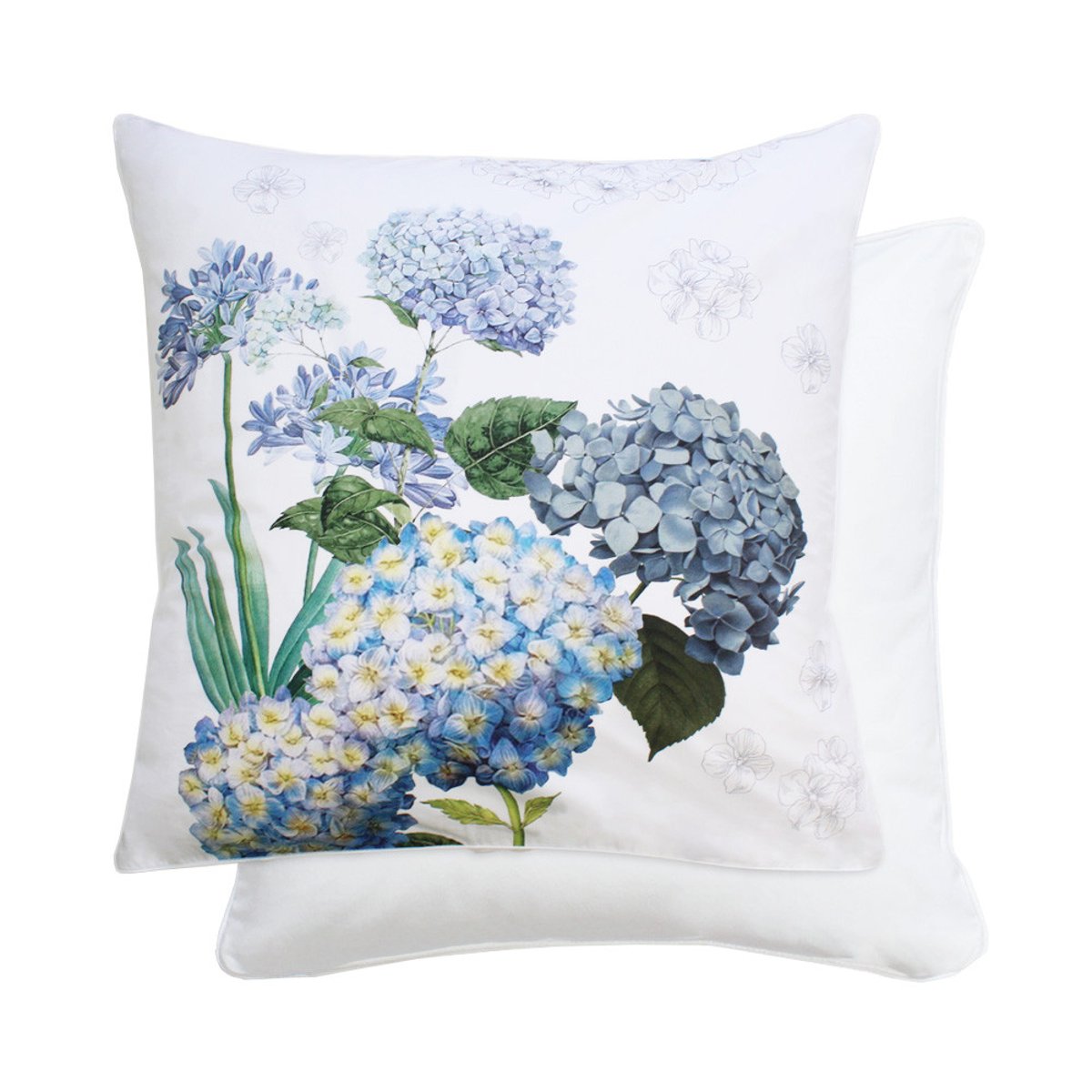 Taie d'oreiller percale de coton MAELYS bleu, GARNIER THIEBAUT