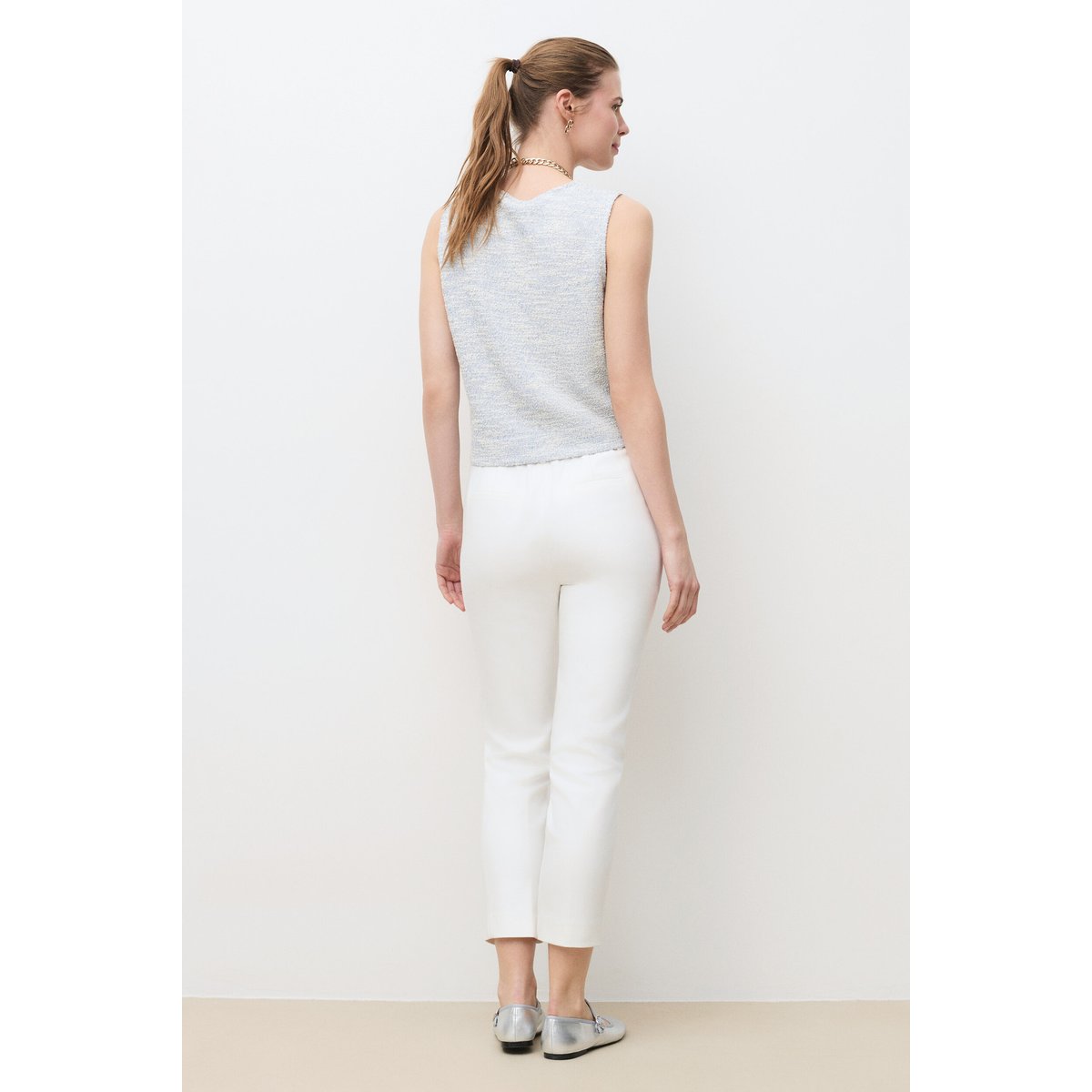 T-shirt cropped tweed TLODIE bleu ciel, CAROLL
