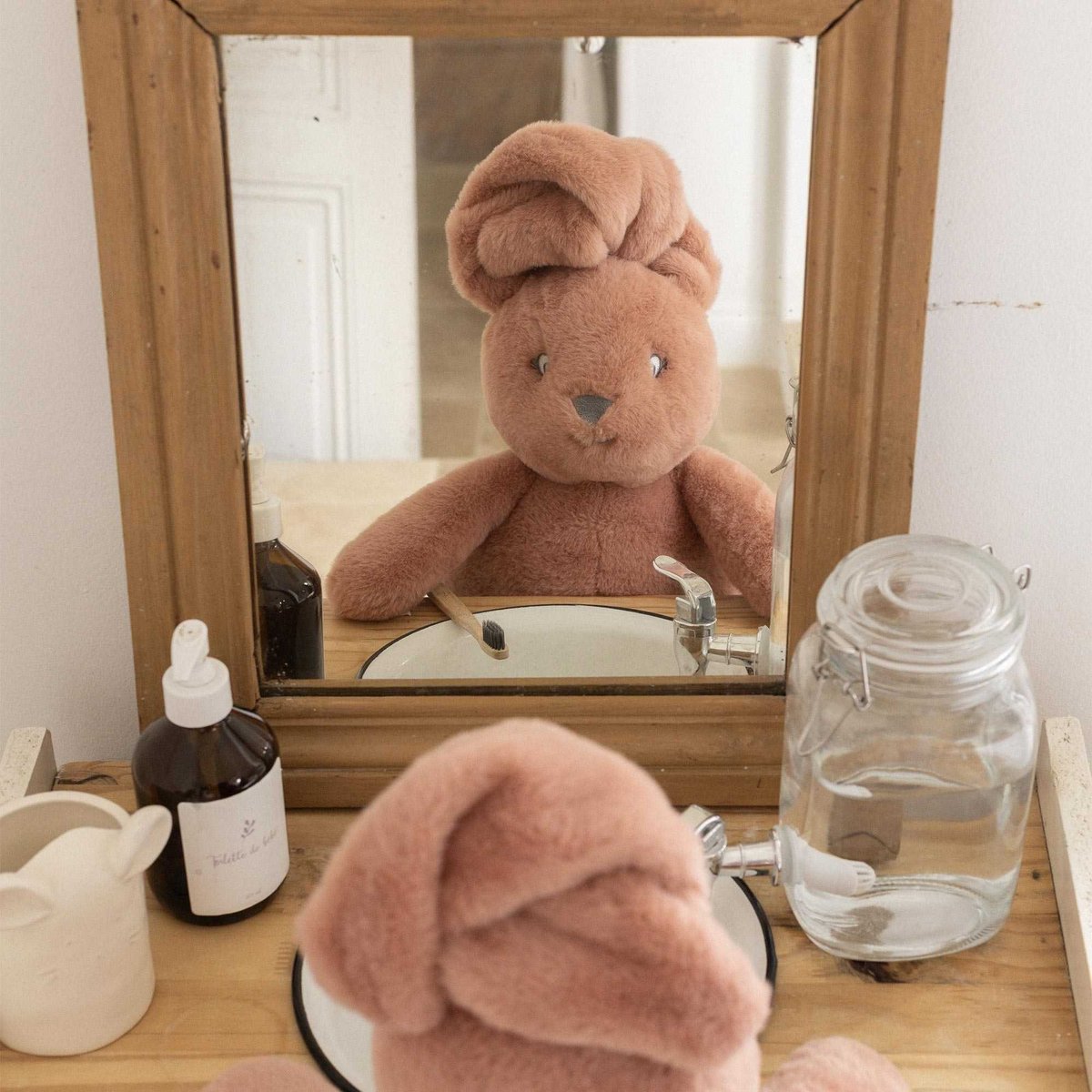 Peluche lapin 45cm rosa, TROIS KILOS SEPT