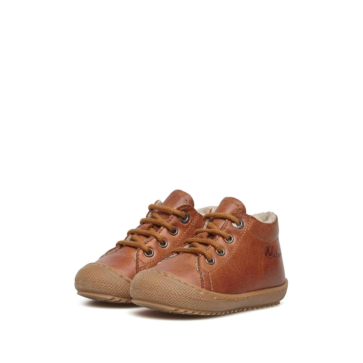 Chaussons premiers pas doublés en laine RACOON cognac, NATURINO