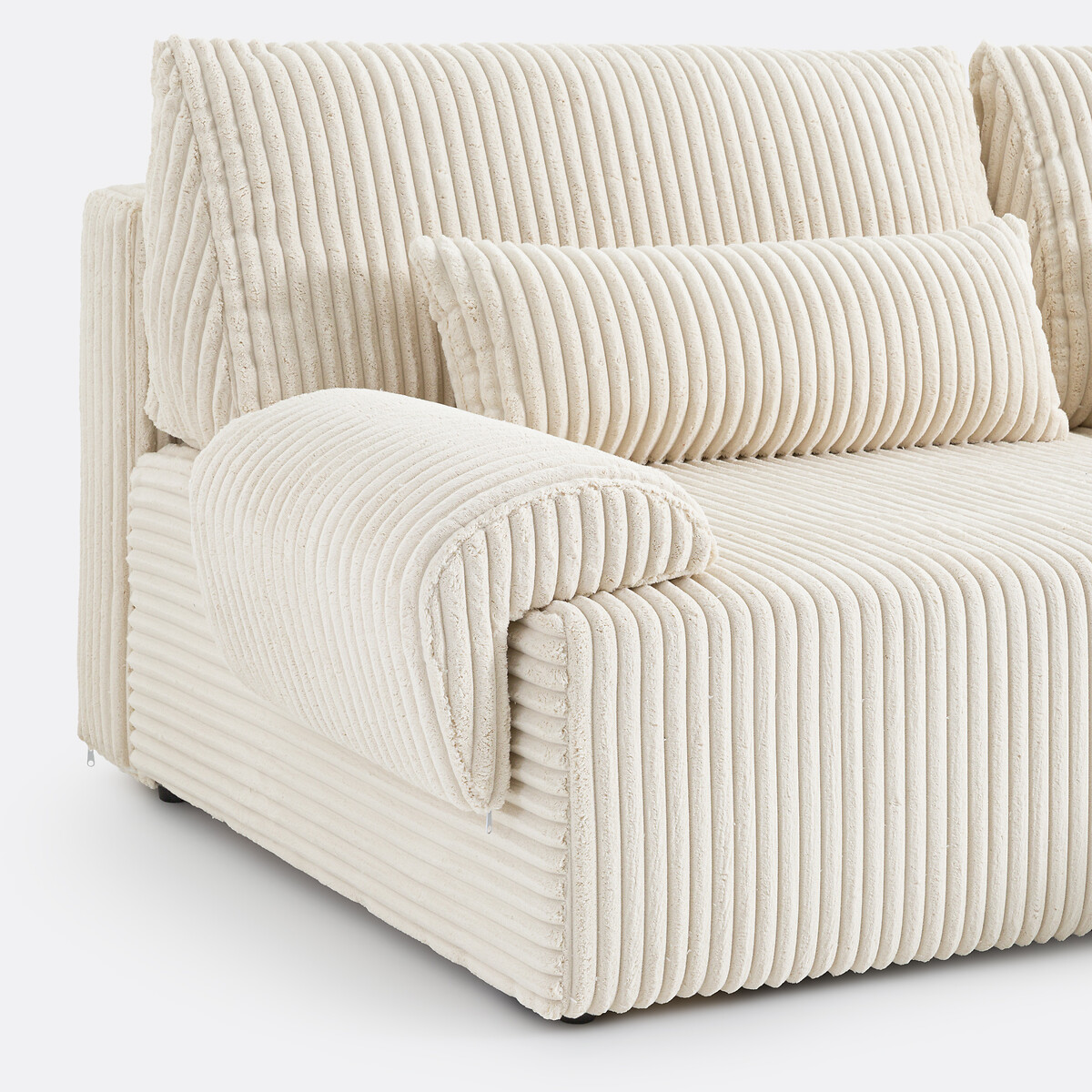 Canapé d'angle convertible avec coffre, en velours côtelé XL, MAONA ecru, LA REDOUTE INTERIEURS