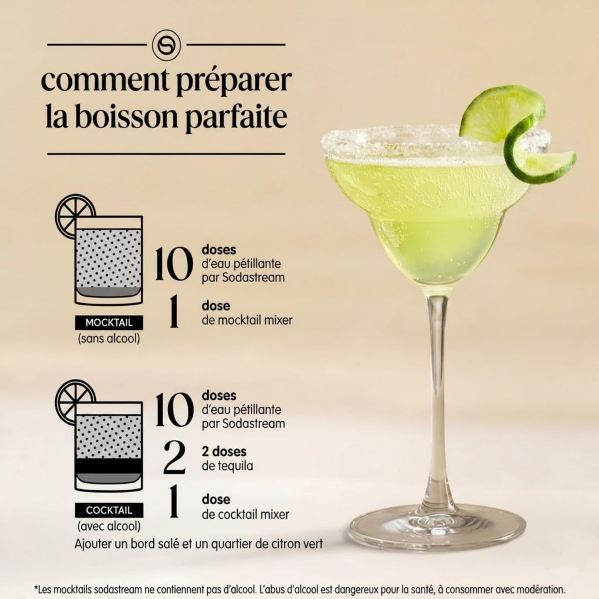 Concentré mixer saveur Margarita sans alcool 330mL couleur unique, SODASTREAM