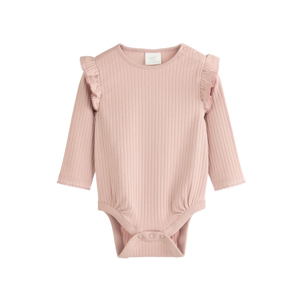Body bébé manches longues/volants, lot de 4 rose/crème, NEXT