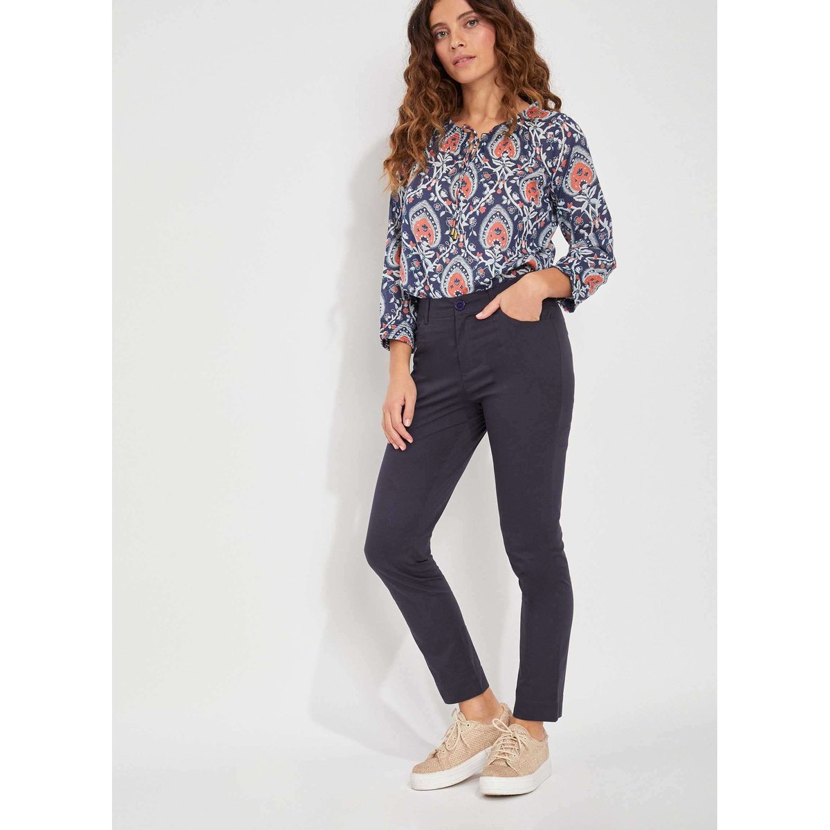 Pantalon cigarette coton MALACIA marine malacia, LA FIANCÉE