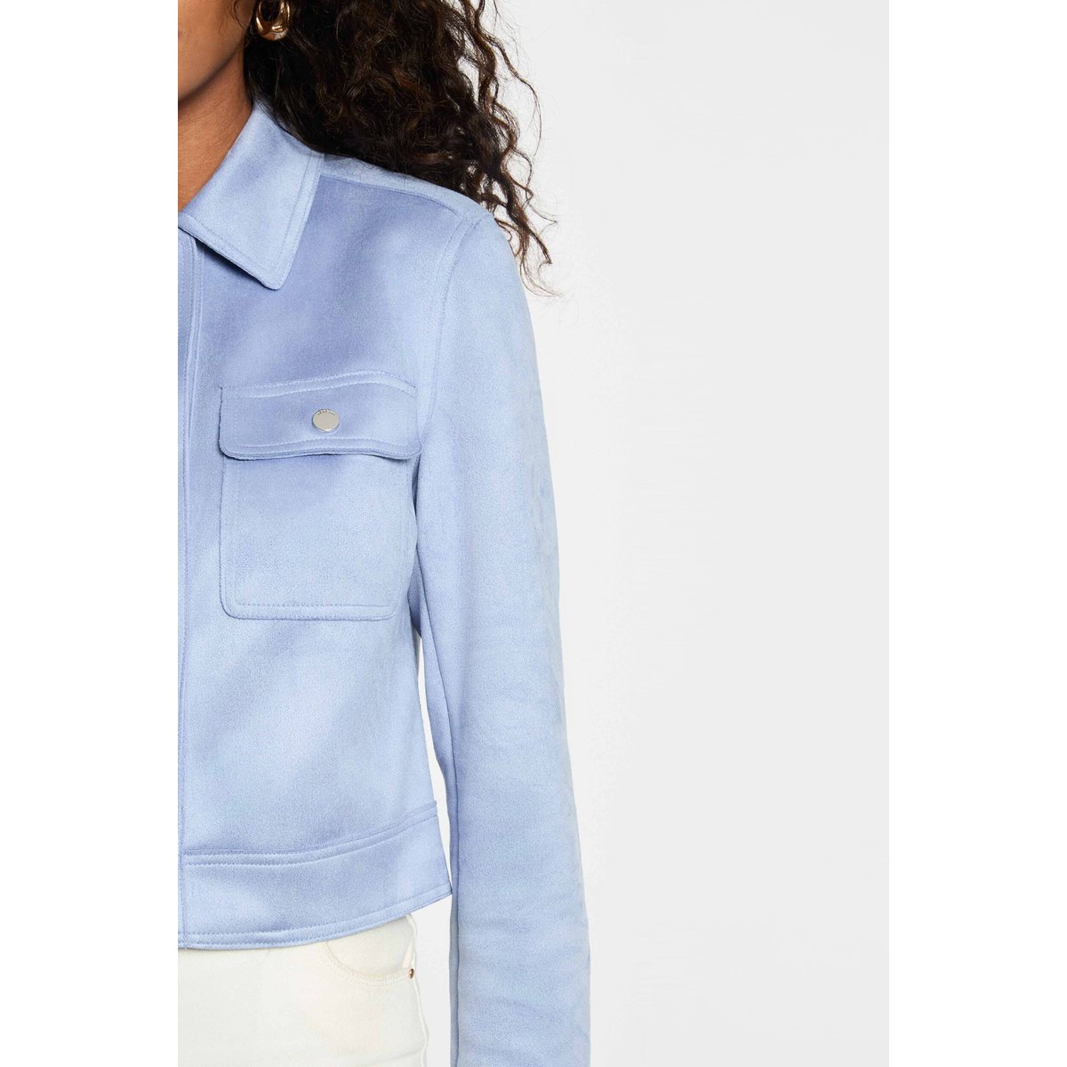 Blouson ajusté suédine bleu lavande, MORGAN