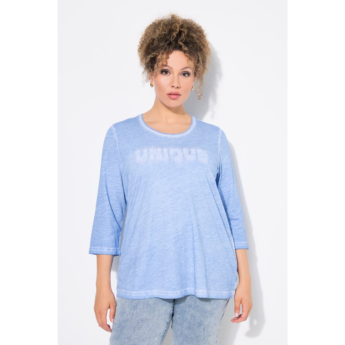 T-shirt message brodé, collection Classic bleu clair, ULLA POPKEN