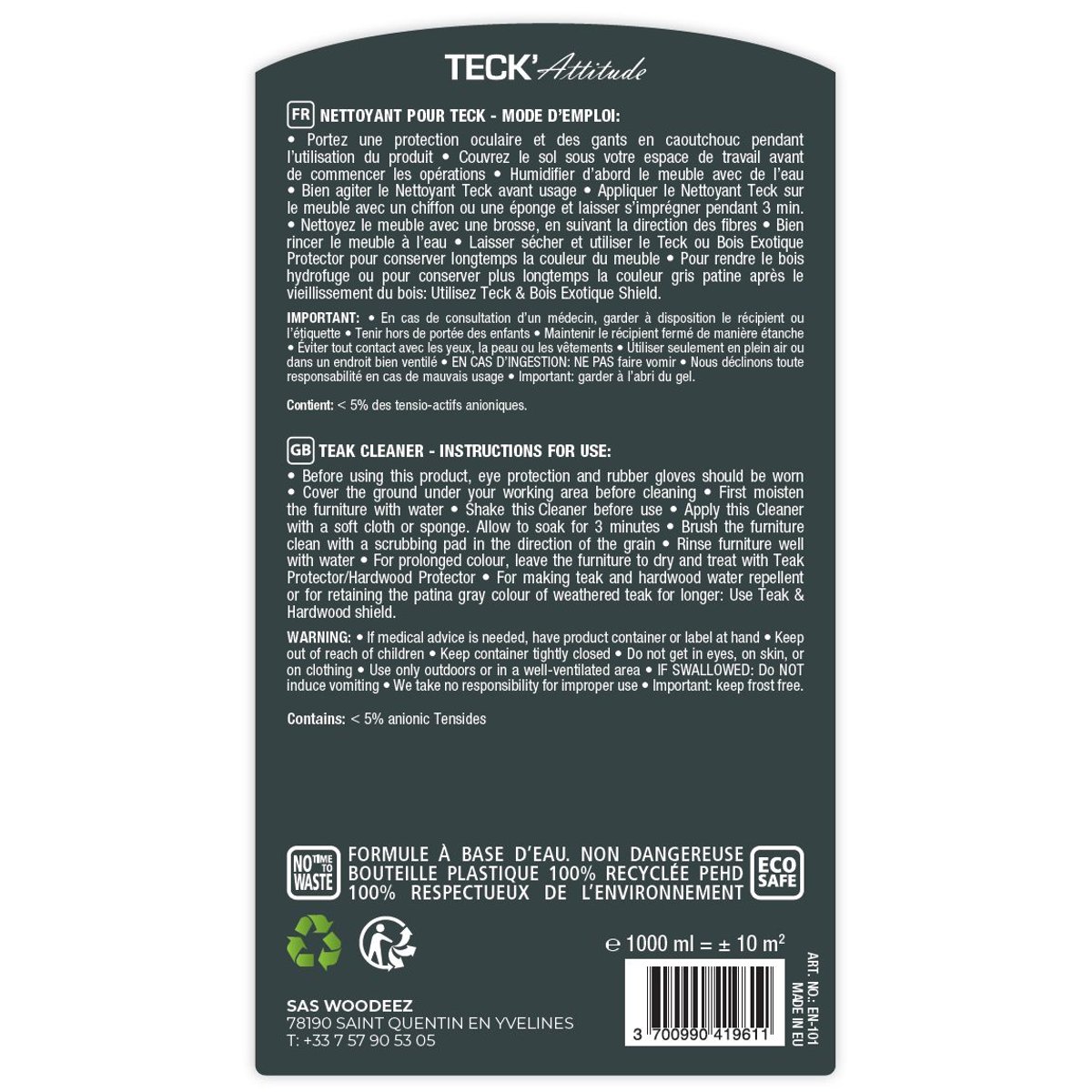 Dégriseur pour teck & bois durs 1 L couleur unique, TECK ATTITUDE
