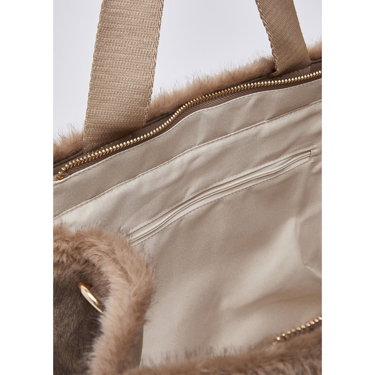 Grand sac fourre-tout en teddy beige, LIU JO