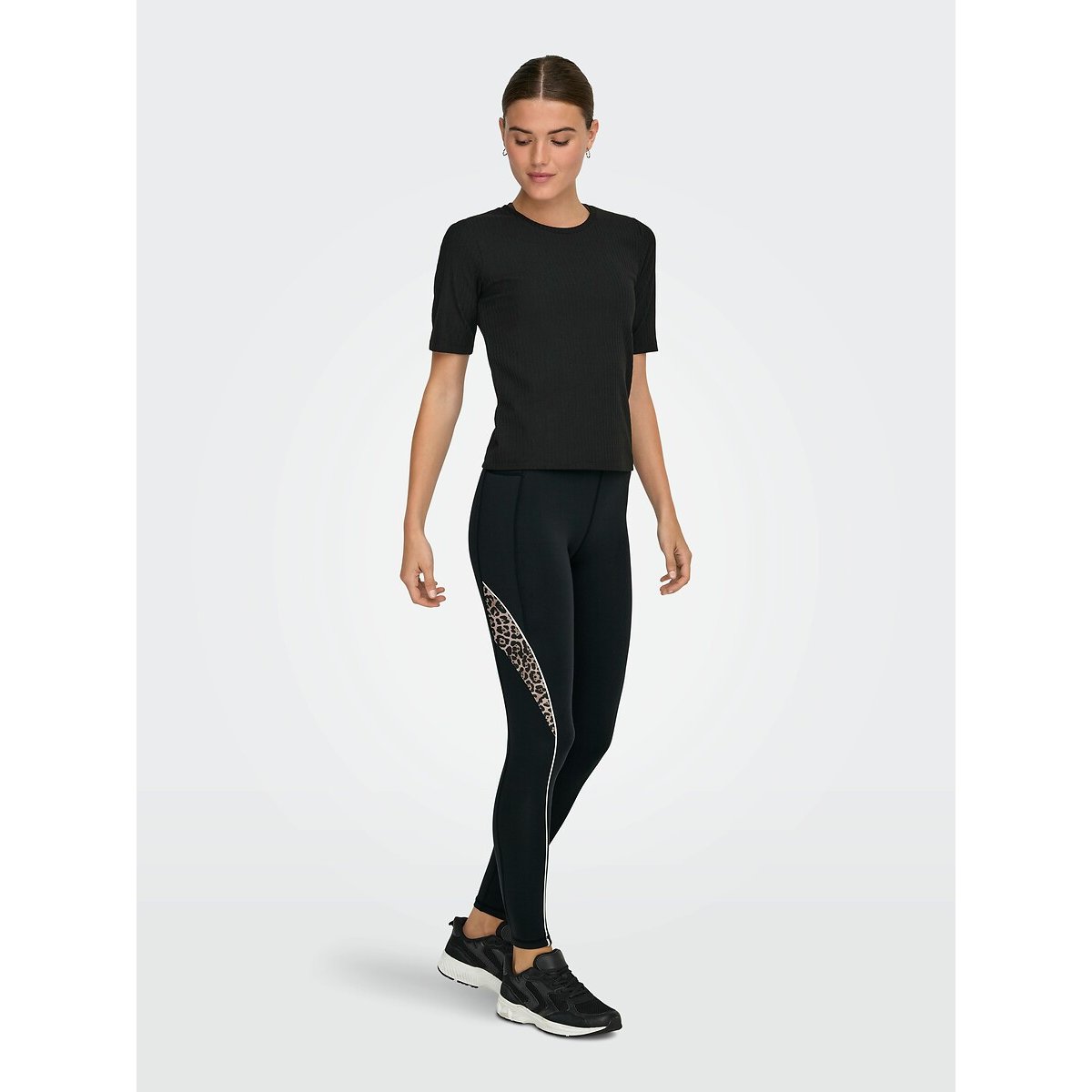Legging de sport Mila détail imprimé léopard noir/léopard, ONLY PLAY