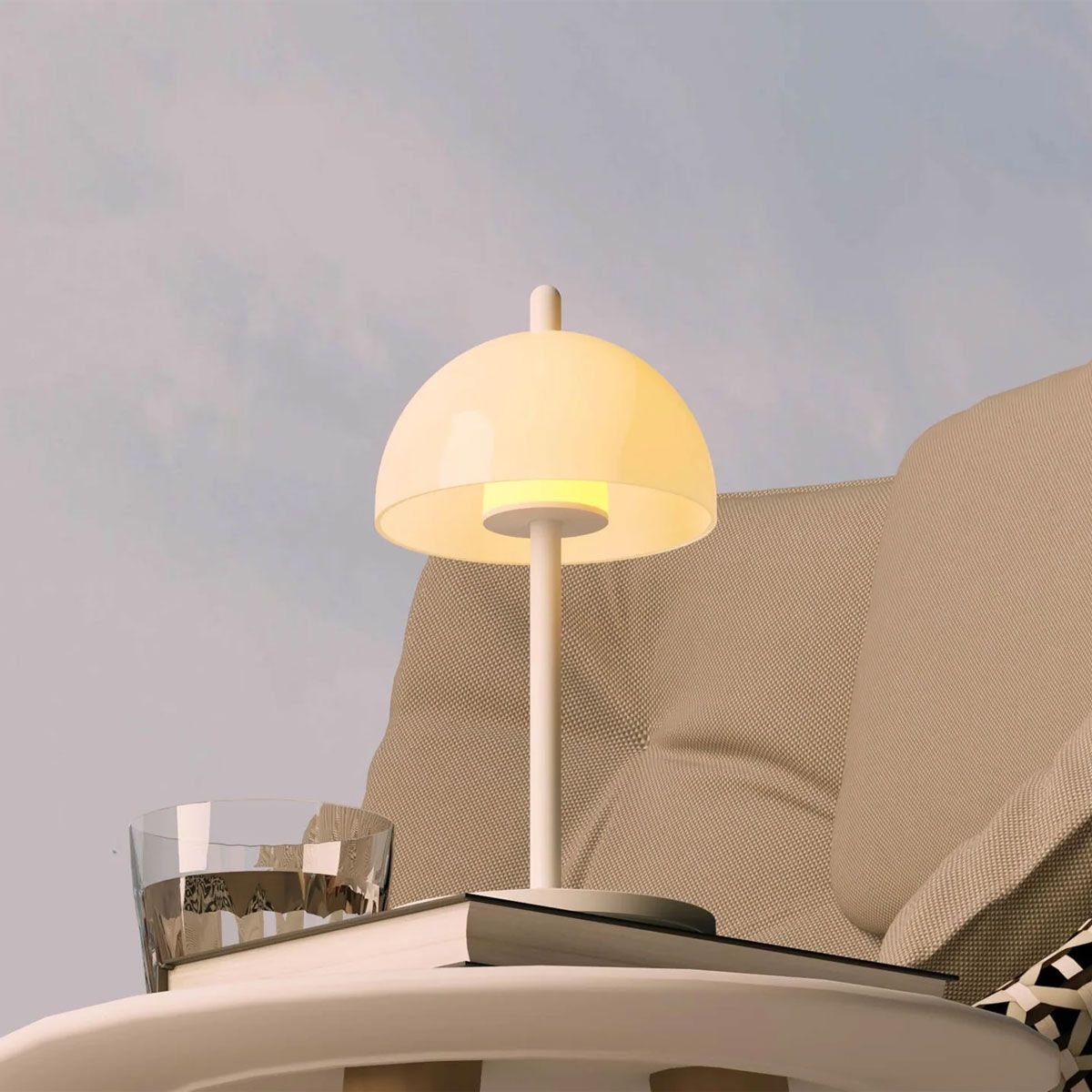Lampe à poser LED sans fil rechargeable H 20 cm, FUNGO blanc, ALTASSINA