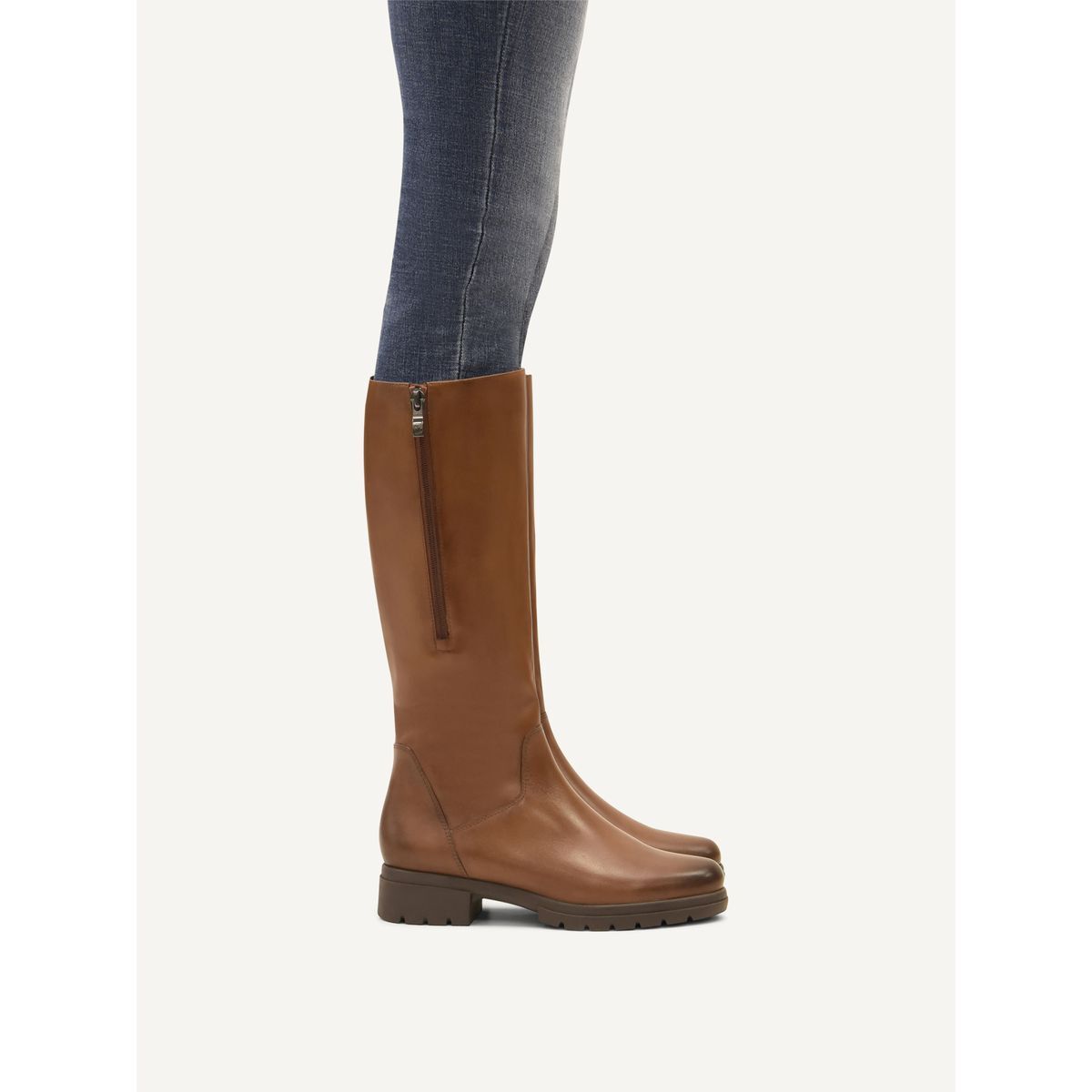 Bottes en cuir marron mocca combiné, CAPRICE