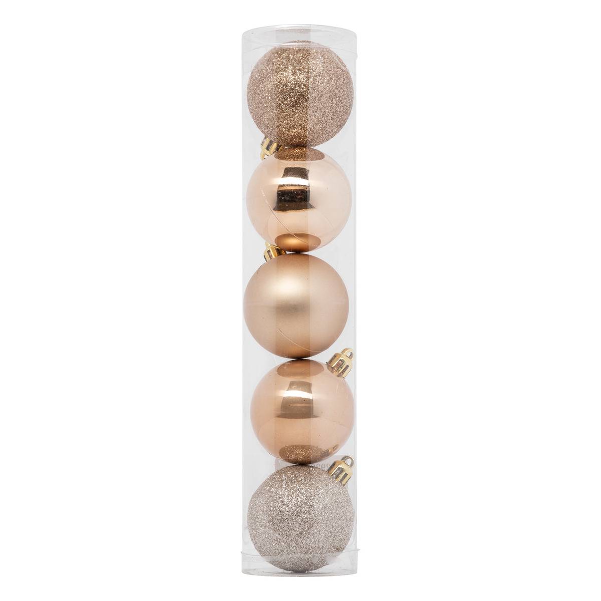 Boule de Noël 50 mm x 5 Bronze beige, ATMOSPHERA