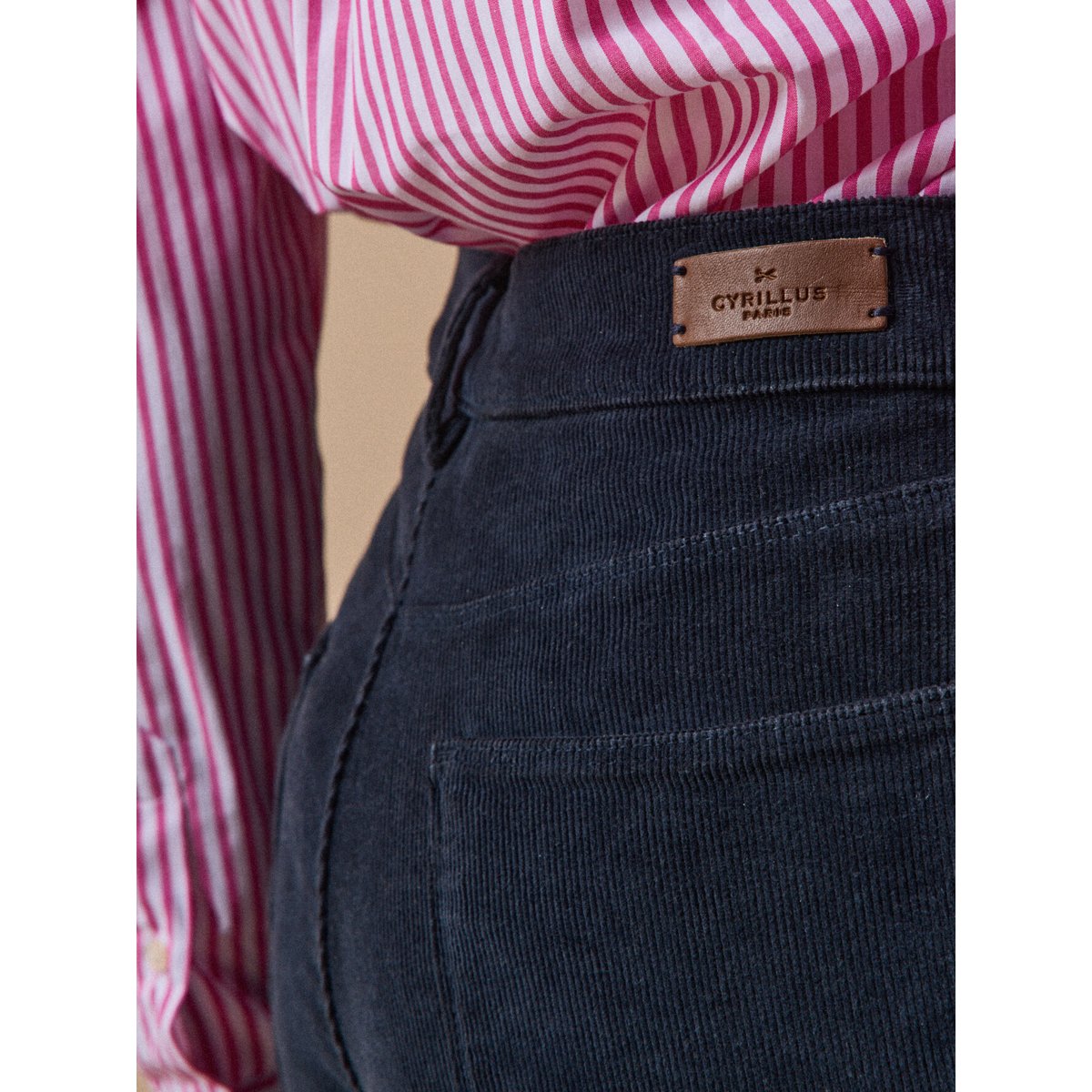 Pantalon slim velours milleraies Chloé encre, CYRILLUS